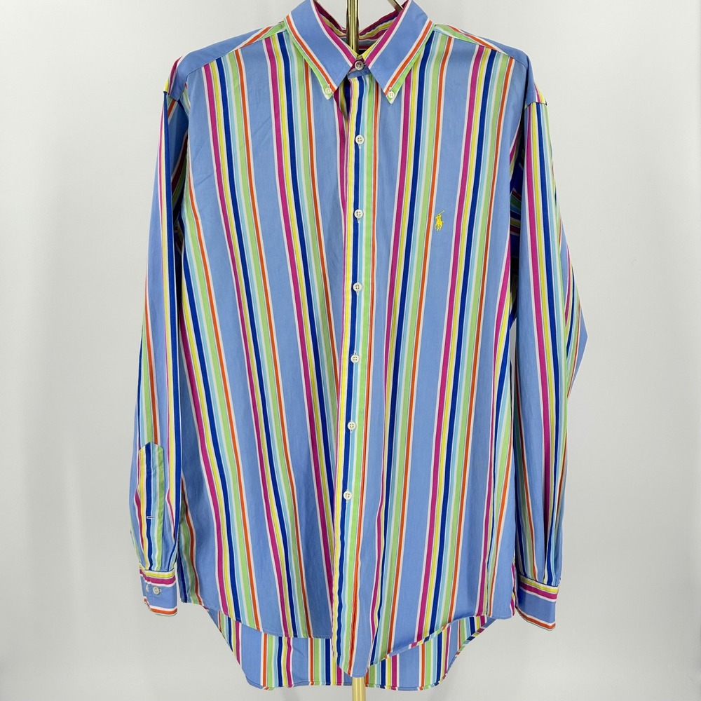 Polo Ralph Lauren Classic Fit Striped Button Down Shirt Mens 16.5 L Multi Color